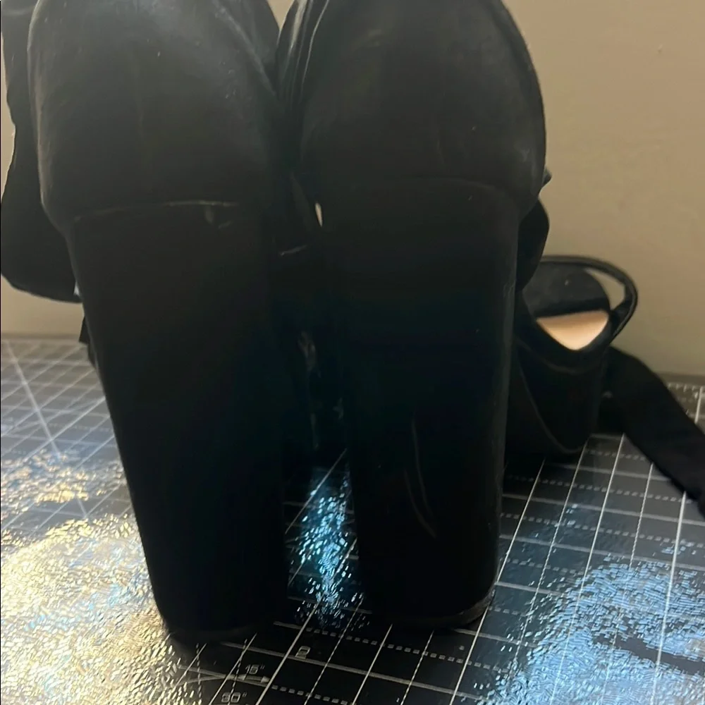 Black Platform Heels with Wrap Straps - Picture 3 of 7